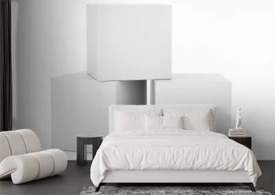 3D Rendering White Boxes on white background Wall mural