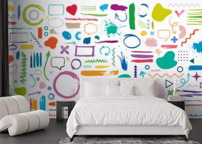 Abstract element shape set. Color graphic modern abstract sticker element. Wall mural