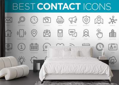 Collection Contact icons line Web and mobile icon. Chat, support, message, phone. Vector illustration Wall mural