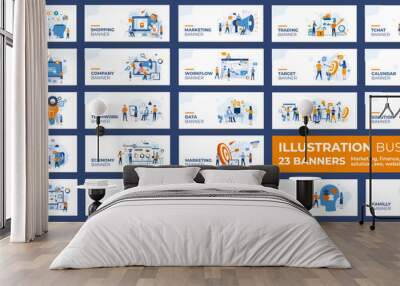 Collection Illustration Marketing, Communication, Internet, Web, Social, Workflow, Finance, ... Wall mural