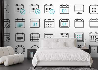 Date and Calendar Line Icons Wall mural