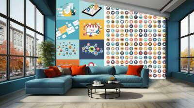 Flat illustrations & icons Wall mural