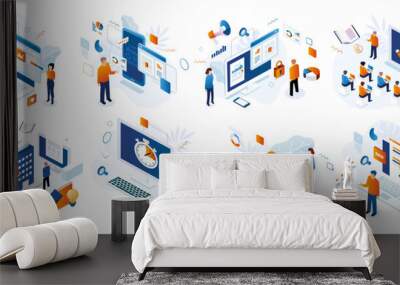 illustration template communication, marketing, internet seo Wall mural