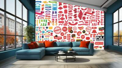 Ribbons, labels, banners, flags Set Wall mural