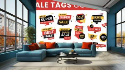 Sale tags collection. Special offer, big sale, discount, best price, mega sale banner set. Wall mural