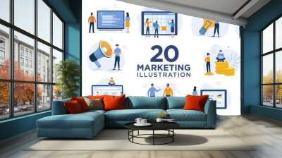 Set marketing Flat illustration design concept  Wall mural