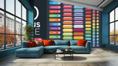 Set of vector style buttons Wall mural