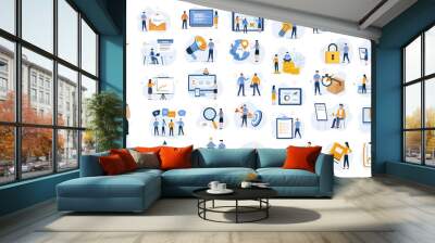 stock market, finance, capital investment ,marketing concept illustration set. scenes with people tr Wall mural