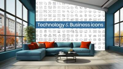 technology and business line icons Wall mural