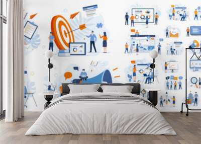 Ultra pack Marketing illustration : Communication, internet, interface, real estate, finance, ... Wall mural