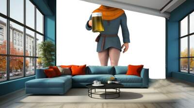 Fun 3D cartoon medieval man with a beer Wall mural