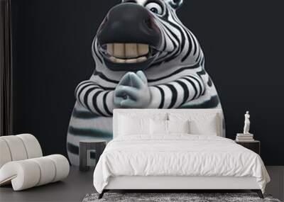 Fun 3D cartoon zebra clapping Wall mural