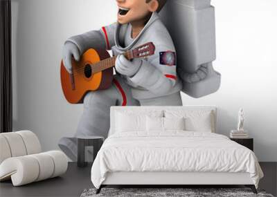 Fun astronaut - 3D Illustration Wall mural