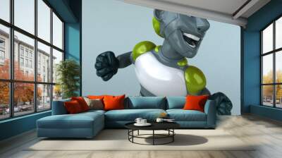 Fun green robot - 3D Illustration Wall mural