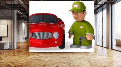 Fun mechanic - 3D Illustration Wall mural