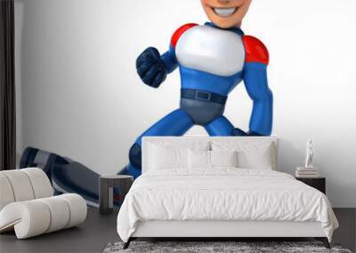 Fun modern superhero flying - 3D Illustration Wall mural