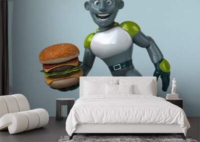 Green Robot - 3D Illustration Wall mural