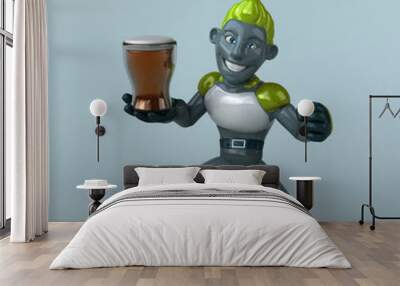 Green Robot - 3D Illustration Wall mural