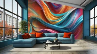 Abstract background. Colorful twisted shapes in motion. Wall mural