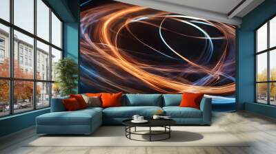 Abstract light trails, long exposure, and smooth flowing motion Wall mural