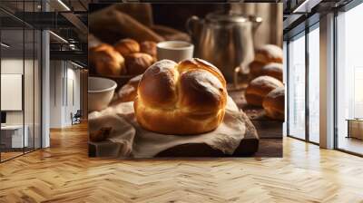 Brioche, golden and fluffy Wall mural