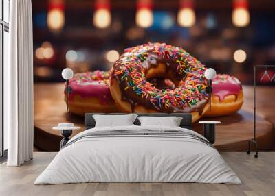 Doughnut, glazed and sprinkled Wall mural