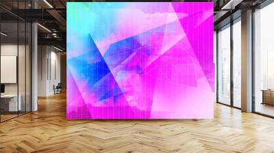 Bright, polygonal, abstract triangles blue and pink backgroundround. Wall mural