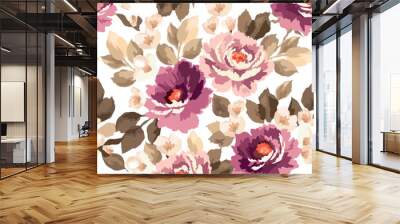 Beautiful seamless floral pattern with watercolor effect. Flower vector illustration Wall mural