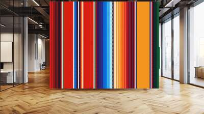 Realistic mexican blanket stripes seamless pattern. Multicolored texture of ethnic mexican fabric. Wall mural