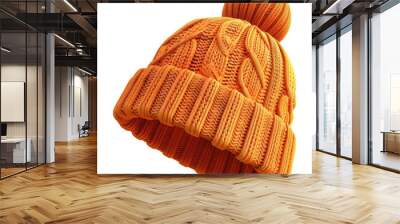  Warm knitted hat, 3d illustration, cartoon style, isolated on transparent background Wall mural