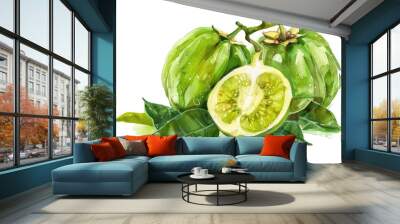 Hand-Painted Watercolor Illustration of Fresh Cambodian Herb with Antioxidant Properties Wall mural