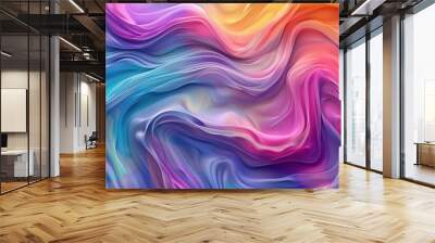 abstract 3d wavy liquid background vibrant colors blending dynamic fluid motion digital art Wall mural