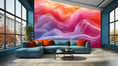 ethereal 3d abstract background with flowing translucent shapes iridescent colors blending in surreal landscape Wall mural