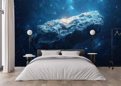 isolated asteroid in deep space detailed rocky texture subtle starfield background scifi atmosphere exploration concept Wall mural