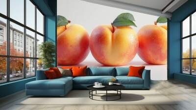 threedimensional peach fruit icon on a pristine white background sleek design highlighting its curves and vibrant color creating a fresh and appetizing visual appeal Wall mural