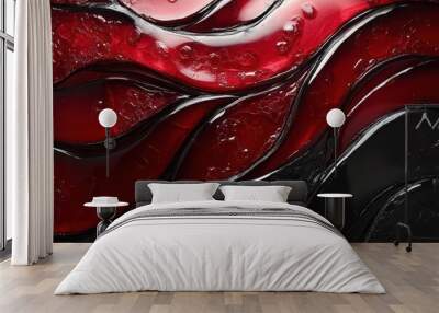 vibrant metallic abstract with swirling patterns of deep red and midnight black creating a dynamic and edgy background texture with glossy reflective surfaces Wall mural