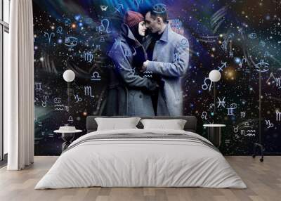 Love astrology, cosmic love of man and woman Wall mural