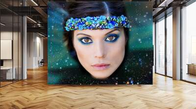 Woman's face in space Wall mural