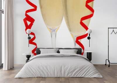 a glass of champagne with a red heart Wall mural