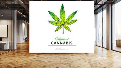 Illustration of medical cannabis. Suitable for use  in the desig Wall mural