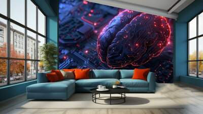 Artificial Brain on a Circuit Board Wall mural