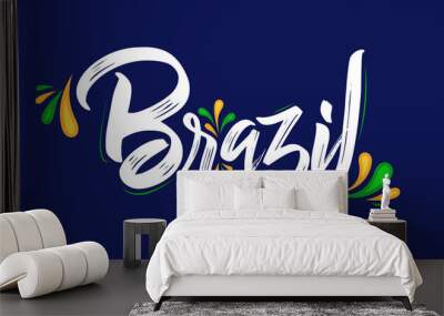 Brazil typographic design Brazilian flag colors vector illustration Wall mural