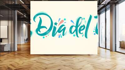 Feliz Dia del Nino, Happy Children Day spanish text, lettering vector illustration Wall mural