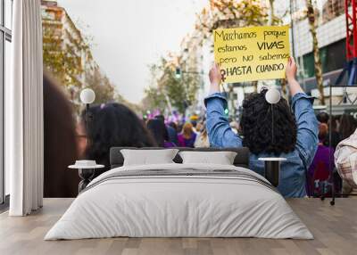 Manifestación del día de la mujer por sus derechos 8 de Marzo Wall mural