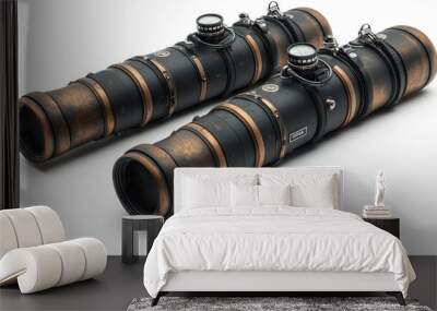 Two black and copper-colored telescopes positioned side by side. Wall mural