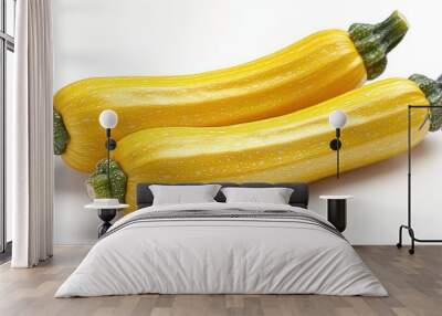 Two vibrant yellow zucchinis on a light background. Wall mural