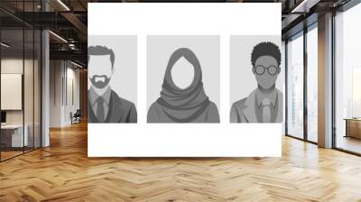 grayscale Avatar, user profile, person icon silhouette, profile picture for unknown or anonymous individuals. illustration portrays man and woman portrait for social media profiles, icons, screensaver Wall mural