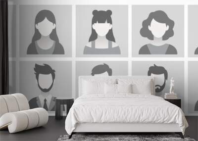 grayscale Default Placeholder Avatar user Profile. person icon, gender neutral silhouette, profile picture for unknown or anonymous individuals. man and woman portrait for social media profiles, icons Wall mural