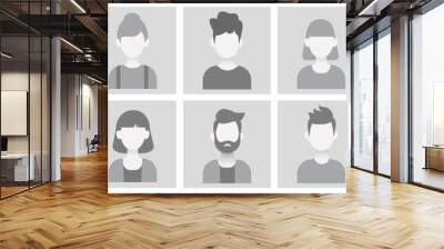 Man and woman empty avatar icon set. greyscale photo placeholder for social networks, resumes, forums and dating sites. user profile, person icon, profile picture for unknown or anonymous individuals. Wall mural