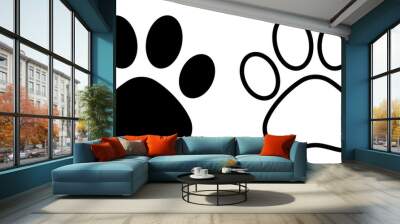 Paw print simple icons. Vector Wall mural